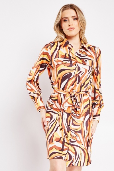 Multi Coloured Swirl Print Dress