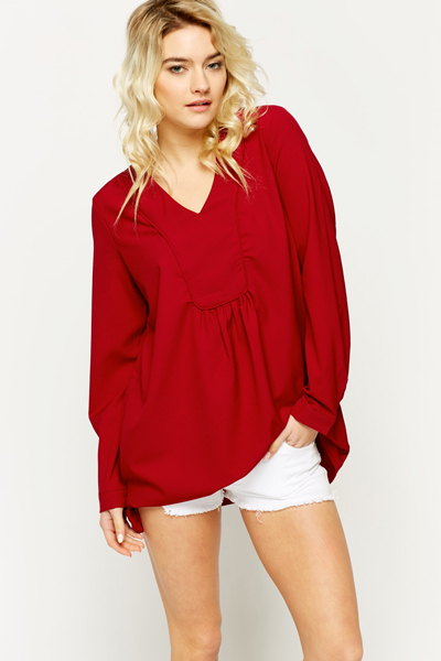 pleat sleeve blouse