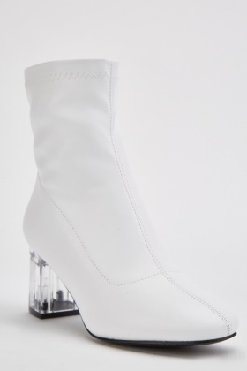 white faux leather boots