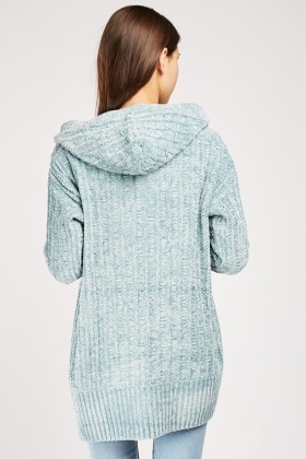 chenille hooded cardigan