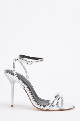 metallic silver high heels