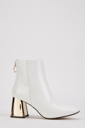 white vinyl ankle boots