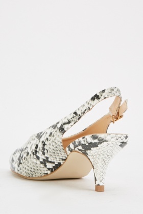 snake print kitten heels