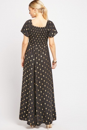 metallic polka dot dress