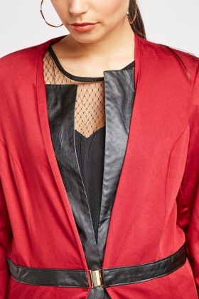 blazer with leather trim