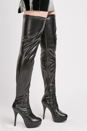 faux leather thigh boots