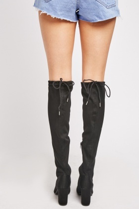 drawstring knee high boots