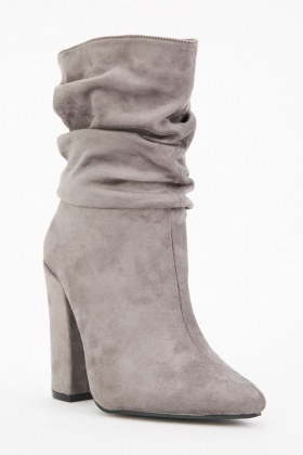 Ruched Grey Ankle Boots - Just $6