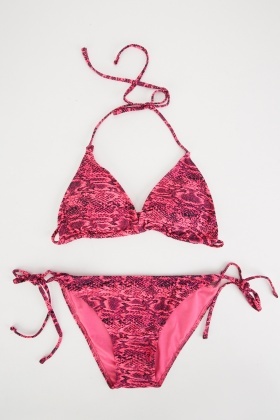 snake print triangle bikini