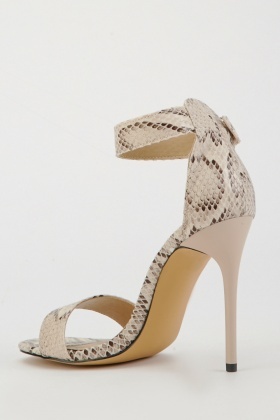 snakeskin barely there heels