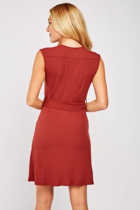 O Ring Belted Ribbed Dress Just 7