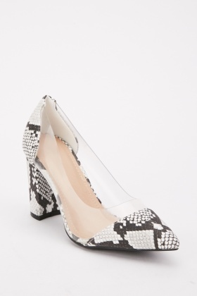 printed block heels