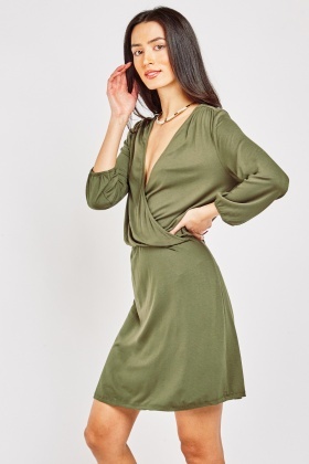 olive jersey dress