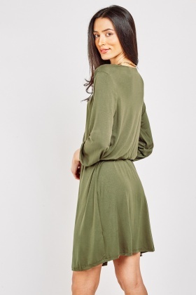 olive jersey dress