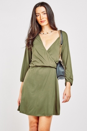 olive jersey dress