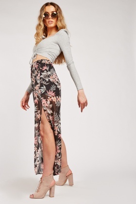 Sheer floral hot sale maxi skirt