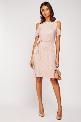 cold shoulder belted dress