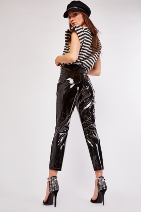 High waisted vinyl outlet trousers