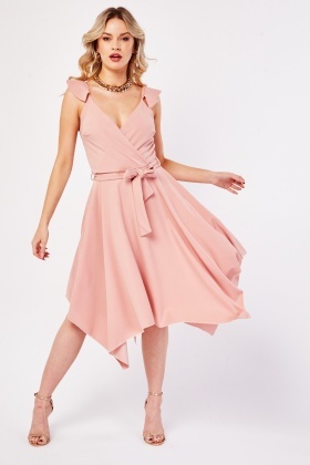 blush dip hem dress