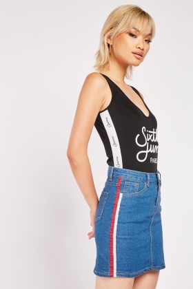 Sport stripe shop denim skirt