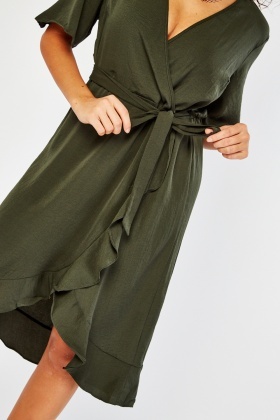 Wrap front clearance frill dress