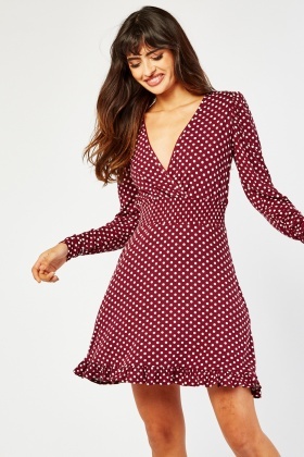 polka dot mini wrap dress