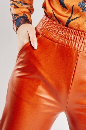 Cuffed sale leather trousers