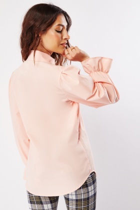 Ruffle Trim Button Up Shirt