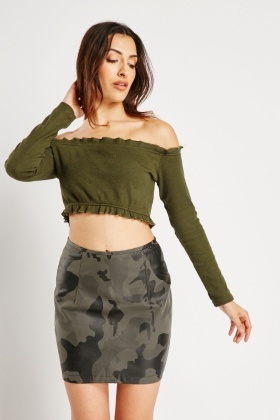 Dark camouflage outlet skirt