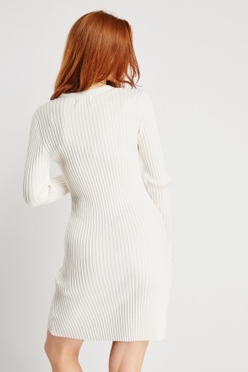 Military Button Detail Rib Knit Dress - 3 Colours - Just $7