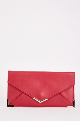Red faux leather envelope clutch