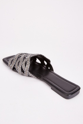 Zara gem hot sale encrusted slides