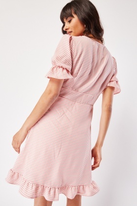 Second Nature Puff Sleeve Gingham Midi Dress