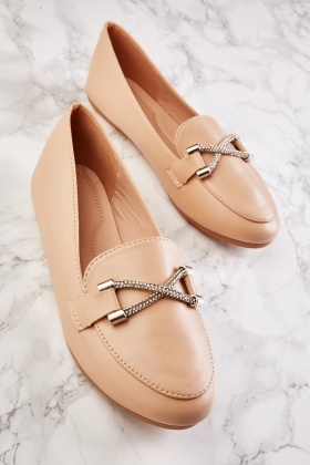 Beige cheap leather loafers