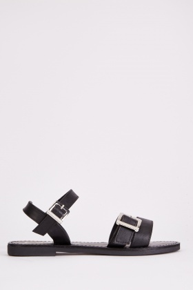 Black flat buckle sales sandals