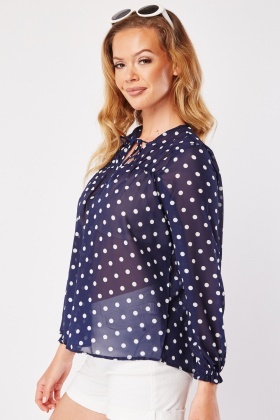 Louis Vuitton Sheer Mousseline Polka Dot Blouse White. Size 40