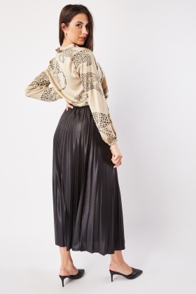 Long leather pleated maxi clearance skirt