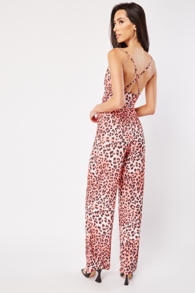 Missguided leopard hot sale print jumpsuit