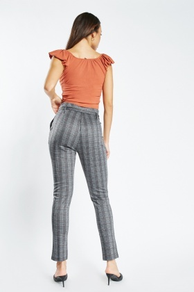 Grey checkered trousers sales womens