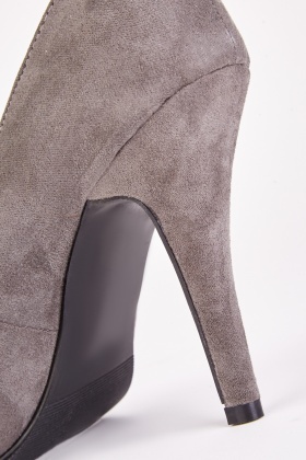 Grey suede chunky sales heels