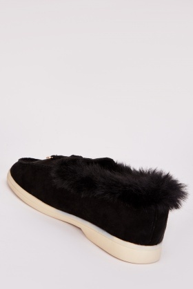 Fur discount trim loafers