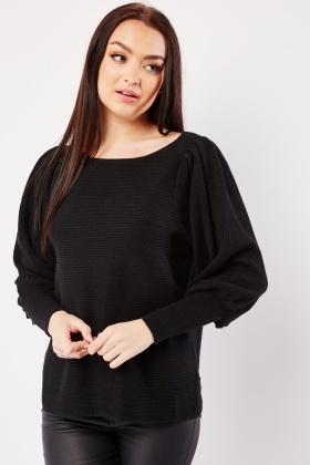 Gathered Sleeve Knit Jumper - 7 Colours - Just $7