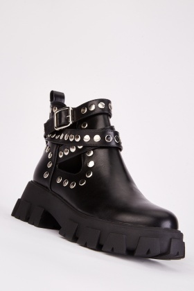 Cut out store biker ankle boots