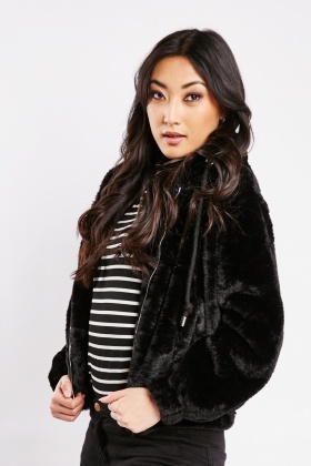 Faux fur hooded top jacket forever 21