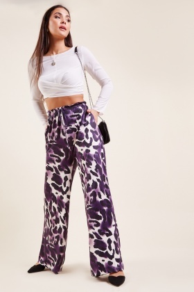 Purple leopard sales print trousers