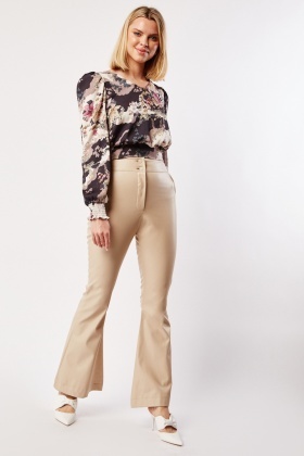 Faux Leather Flared Trousers - 4 Colours - Just €9