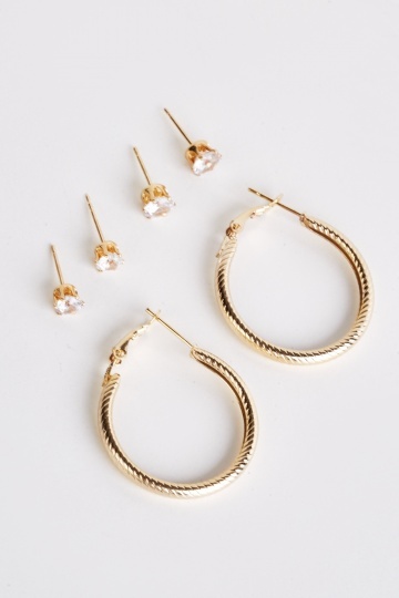 Stud and hoop earring on sale set