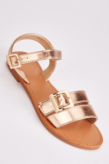 Women's leather flat buckle strap sandals - CC926 | Carlo Cecchini