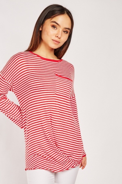 CHEAP Casual Single Pocket Front Striped Top 23675621659 – Women’s Tops
