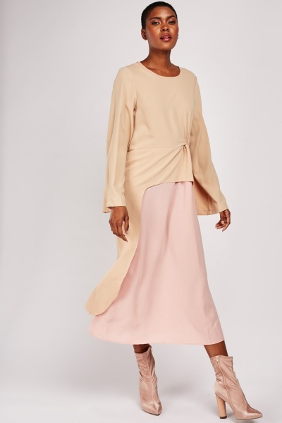 Drawstring Front Contrasted Dress